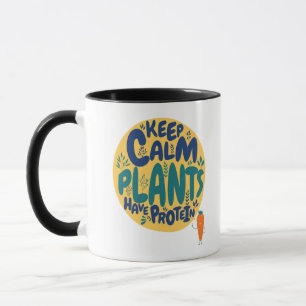 Vegan Keep Calm Pflanzen haben Protein Vegetarier Tasse