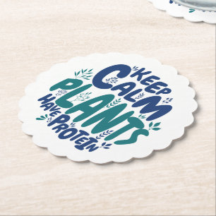 Vegan Keep Calm Pflanzen haben Protein Vegetarier  Untersetzer