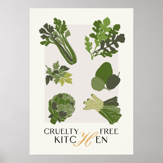 Vegan Kitchen Wall Art Cruelty Free Minimalist Poster (Vorne)