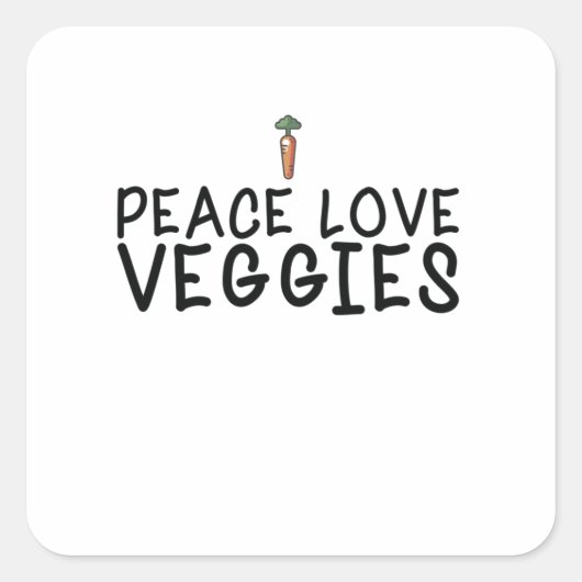Vegan - Liebe Veggies Quadratischer Aufkleber (Vorderseite)
