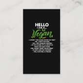 Vegan Lifestyle Statement Pro Veganer Aktivist Visitenkarte (Vorderseite)