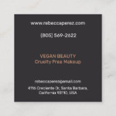 Vegan Makeup Artist Quadratische Visitenkarte (Rückseite)