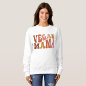 Vegan Mama Retro Groovy Vegetarian Mom Sweatshirt (Vorne ganz)