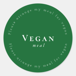 Vegan meal Request Sticker, Dark-Green, White Runder Aufkleber