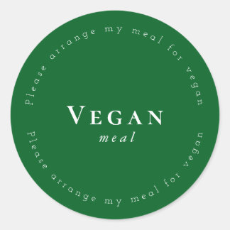 Vegan meal Request Sticker, Dark-Green, White Runder Aufkleber