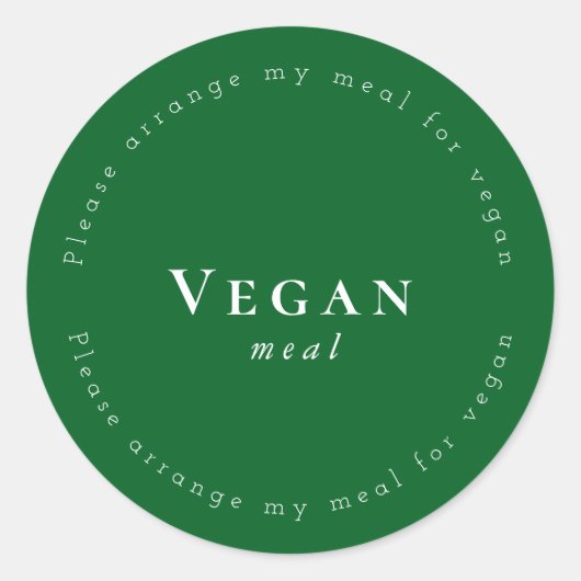 Vegan meal Request Sticker, Dark-Green, White Runder Aufkleber (Vorderseite)
