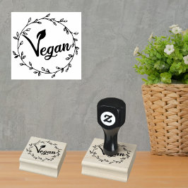 Vegan mit Blattkranz, Gummistempel