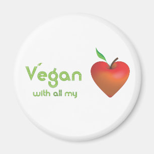 Vegan mit meinem ganzem Herzen (rotes Apfelherz) Magnet