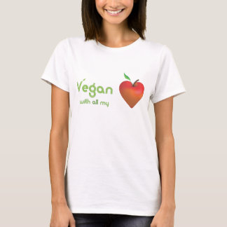 Vegan mit meinem ganzem Herzen (rotes Apfelherz) T-Shirt