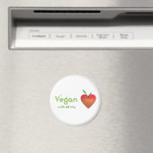 Vegan mit meinem ganzen Herzen (rotes Apfelherz) Magnet (In Situ (Geschirrspüler))