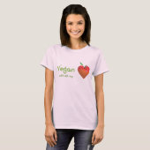 Vegan mit meinem ganzen Herzen (rotes Apfelherz) T-Shirt (Vorne ganz)