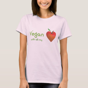 Vegan mit meinem ganzen Herzen (rotes Apfelherz) T-Shirt