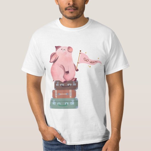 Vegan mit Niedlichem rosa Schweinegrippe T-Shirt (Vorderseite)