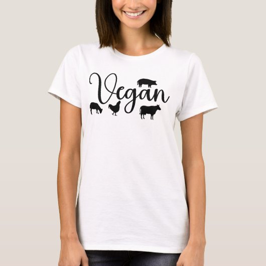 Vegan mit Tieren T-Shirt (Vorderseite)