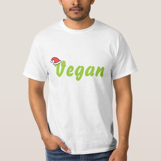 Vegan mit Weihnachtshut. T-Shirt (Vorderseite)