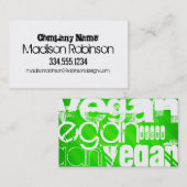 Vegan; Neon Green Stripes Visitenkarte (Vorne/Hinten)