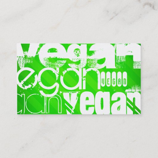 Vegan; Neon Green Stripes Visitenkarte (Rückseite)