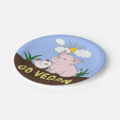 Vegan - Niedliches Schwein und Huhn Pappteller (Schrägansicht)