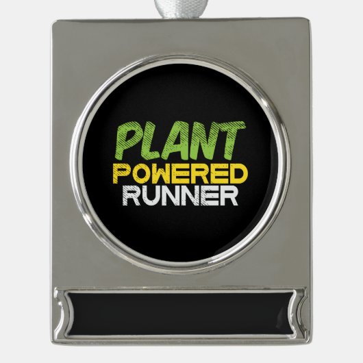 Vegan - Pflanze Powered Runner Banner-Ornament Silber (Vorderseite)