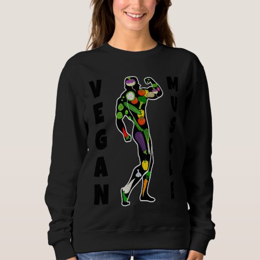 Vegan Power Vegetarian Plant Vegetables Bodybuildi Sweatshirt (Vorderseite)