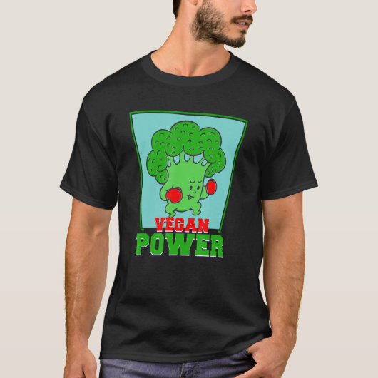 Vegan Power Vegetarian Veggies Boxing Fight Brocco T-Shirt (Vorderseite)