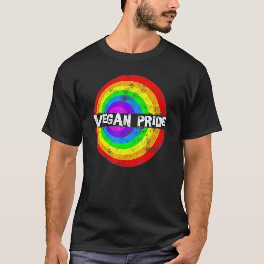 Vegan Pride Regenbogen Kreis T-Shirt (Vorderseite)