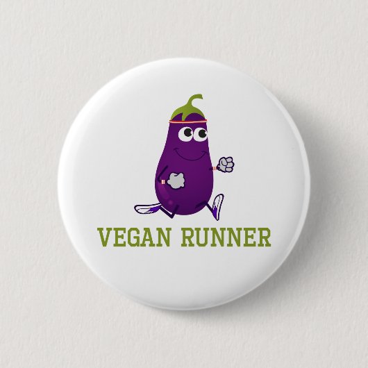 Vegan Runner Eggplant Button (Vorderseite)