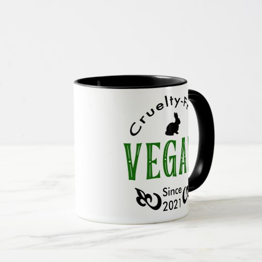 Vegan seit [Datum angeben] Tasse (VorderseiteRechts)
