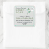 Vegan Soap Shampoo Bar Green Square Aufkleber (Tasche)