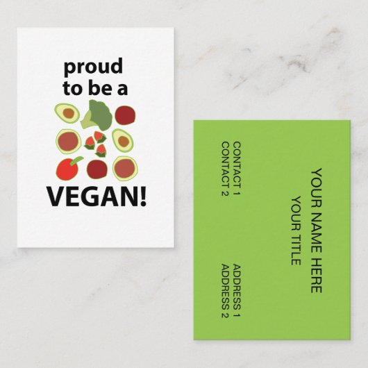Vegan stolz darauf, Vegan zu sein Visitenkarte (Vorne/Hinten)