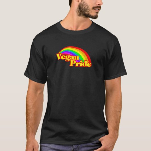 Vegan Stolz Regenbogen T-Shirt (Vorderseite)