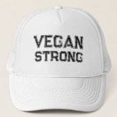 Vegan Strong Grungy Typografy Truckerkappe (Vorderseite)