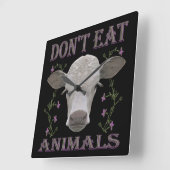 Vegan - Tiere geschwollen - WU07 Quadratische Wanduhr (Winkel)