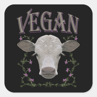 Vegan - Tiere wollen leben Quadratischer Aufkleber