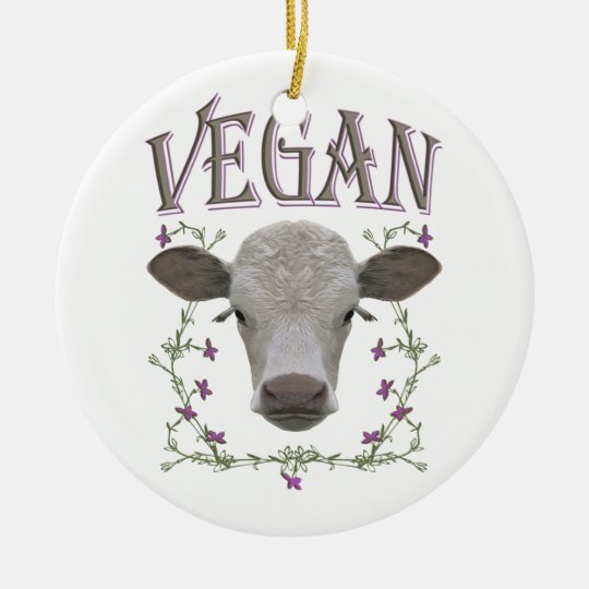 Vegan - Tiere wollen leben Rundes Keramik Ornament