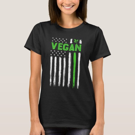 Vegan USA American Flag Vegetarian Farming Vegan 4 T-Shirt (Vorderseite)