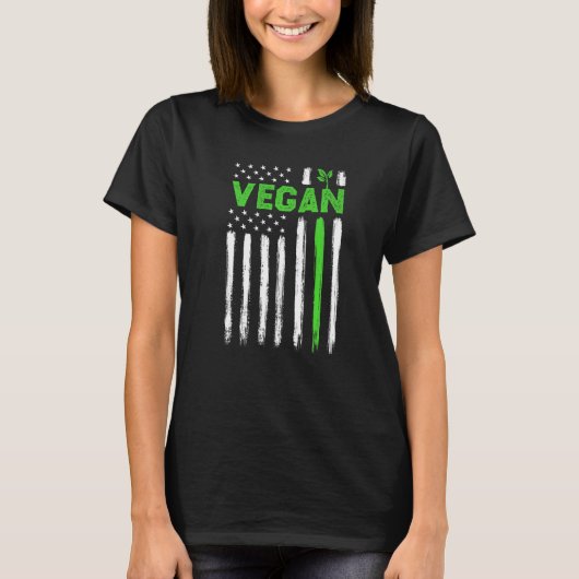 Vegan USA American Flag Vegetarian Farming Vegan 4 T-Shirt (Vorderseite)