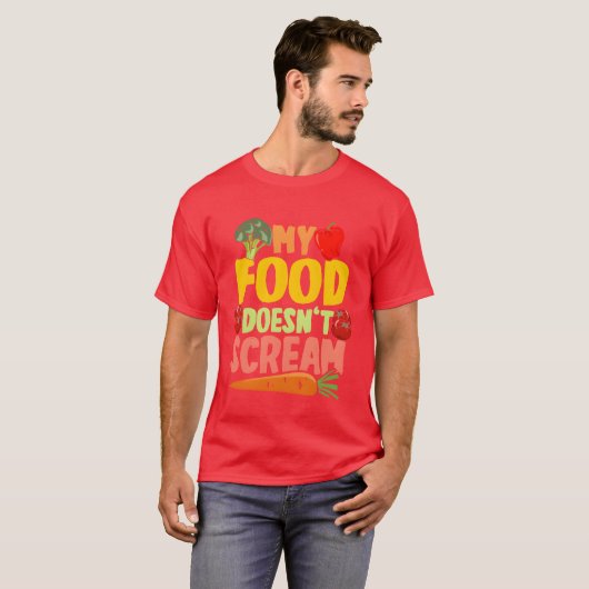 Vegan Vegetarier My Food Doesnt Scream retro T-Shirt (Vorne ganz)