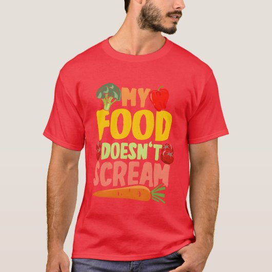 Vegan Vegetarier My Food Doesnt Scream retro T-Shirt (Vorderseite)