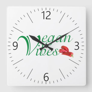 Vegan vibes quadratische wanduhr