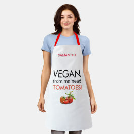 Vegan von Kopf Tomaten Name weiß Schürze