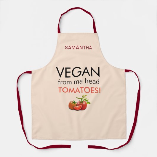 Vegan von Tomaten/Paradeiser Name Beige Schürze (Vorderseite)