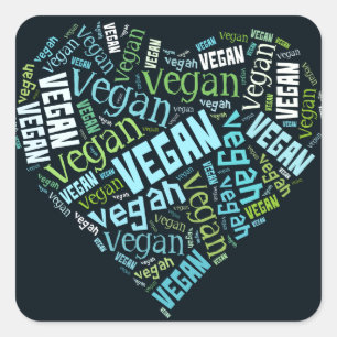 "Vegan" Word-Cloud-Mosaik Quadratischer Aufkleber
