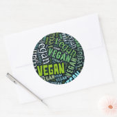 "Vegan" Word-Cloud-Mosaik Runder Aufkleber (Umschlag)