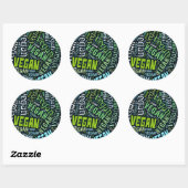 "Vegan" Word-Cloud-Mosaik Runder Aufkleber (Blatt)