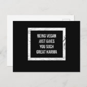 Vegan zu sein, gibt dir einfach so großes Karma Postkarte (Vorne/Hinten)