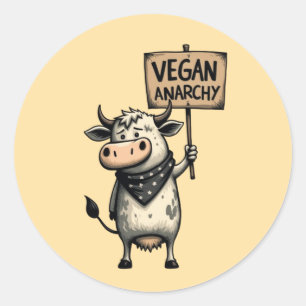 Vegane Anarchie – Rebellische Kuh Protest Runder Aufkleber