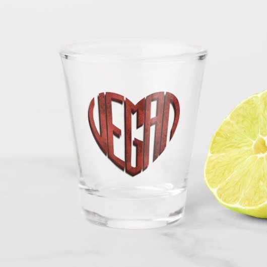 Vegane Blume Herz Schnapsglas (Vorderseite)