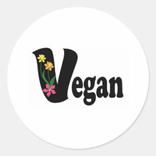 Vegane Blume Runder Aufkleber