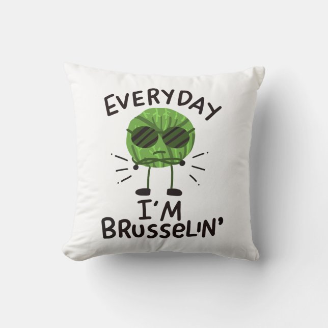 Vegane Brüssel-Sprossen Kissen (Vorderseite)